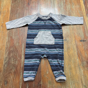 Tea Striped Bodysuit 6 9 Months Baby Blue Gray